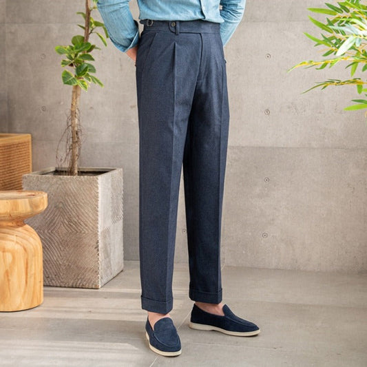 Straight Cotton Canvas Trousers Riviera