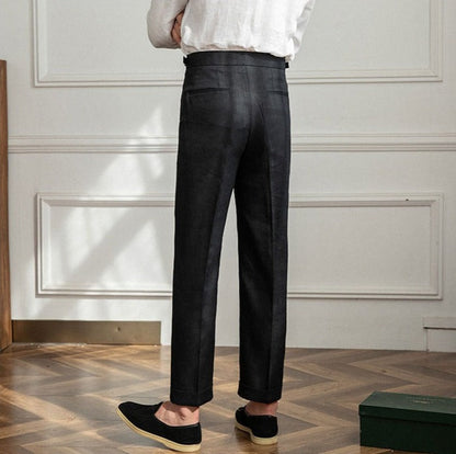 Pleated Linen Trousers Monte Carlo