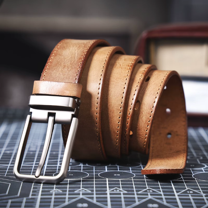 The Full Grain Leather Buckhorn Belt