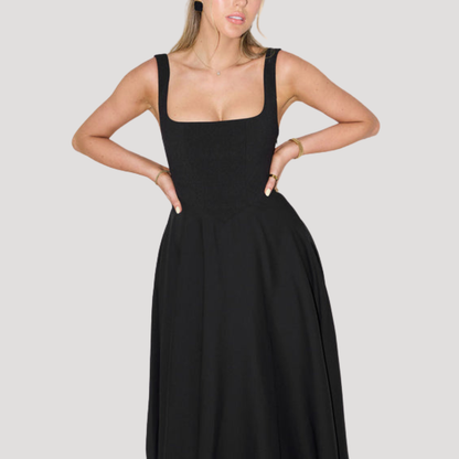Women’s Elegant Wedding Guest Square Neck Midi Dress