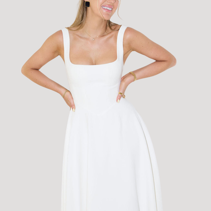 Women’s Elegant Wedding Guest Square Neck Midi Dress