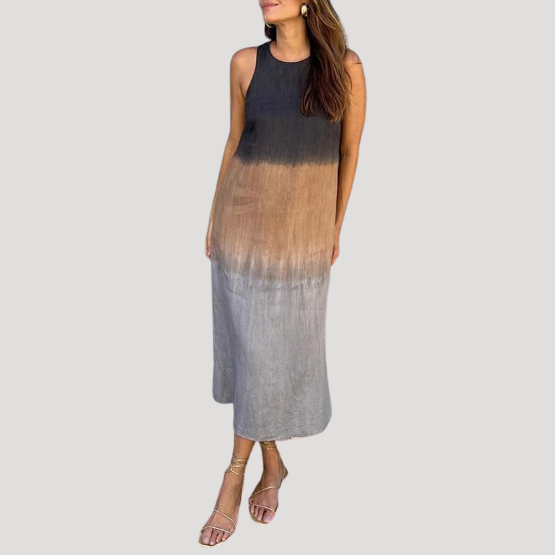 Sleeveless Ombre Midi Shift Dress