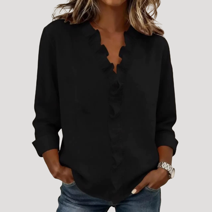 Women’s Elegant Long Sleeve Ruffle Blouse