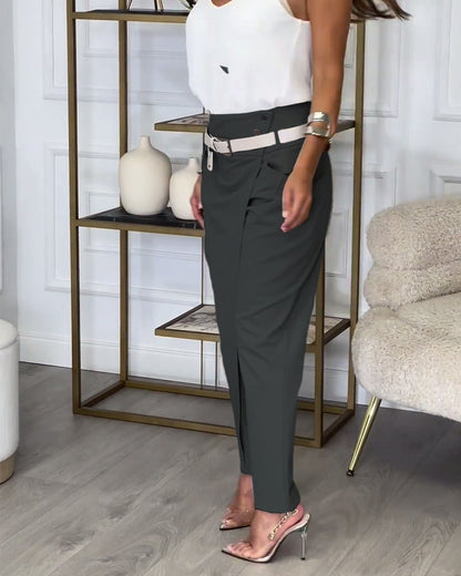 Sybille - Patchwork Trousers with Belt