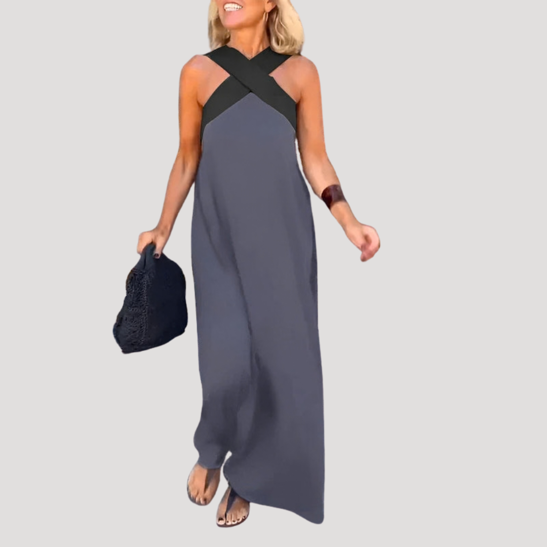 Cross-Over Halter Neck Maxi Dress
