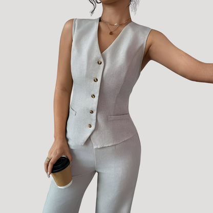 Women’s Elegant Tailored Waistcoat Trouser Co Ord Set