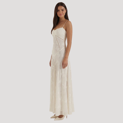 Lace Maxi Dress – Spaghetti Strap Fitted Design – Evening Wear