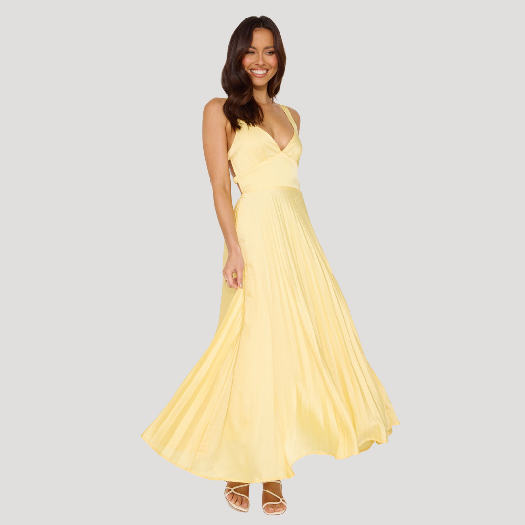 Backless Pleated Maxi Summer Dress