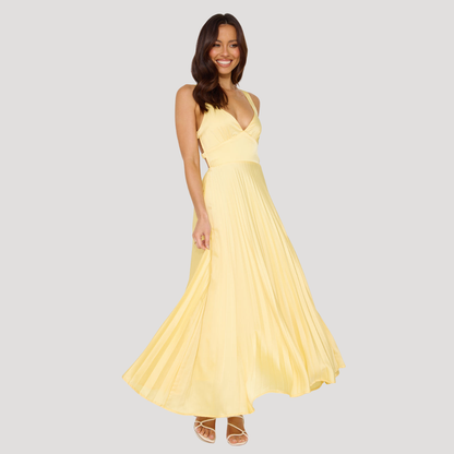Backless Pleated Maxi Summer Dress