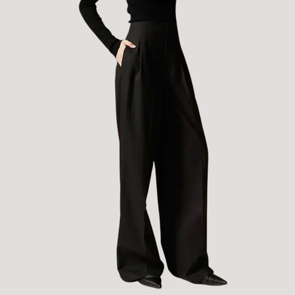 Women's High Waisted Pleated Trousers – Wide Leg Smart Casual Pants
