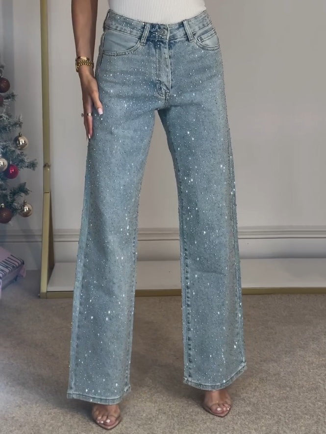 Alida - High-waisted jeans with diamonds