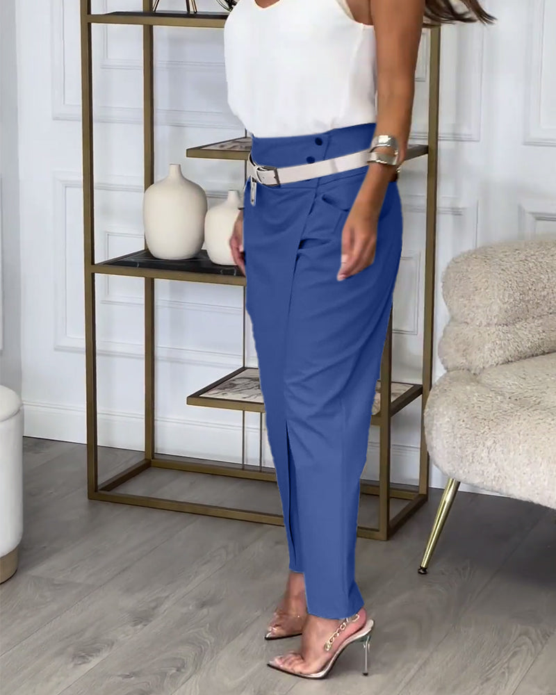 Sybille - Patchwork Trousers with Belt