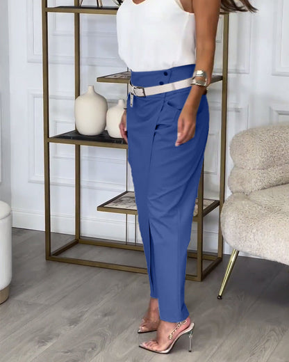 Sybille - Patchwork Trousers with Belt