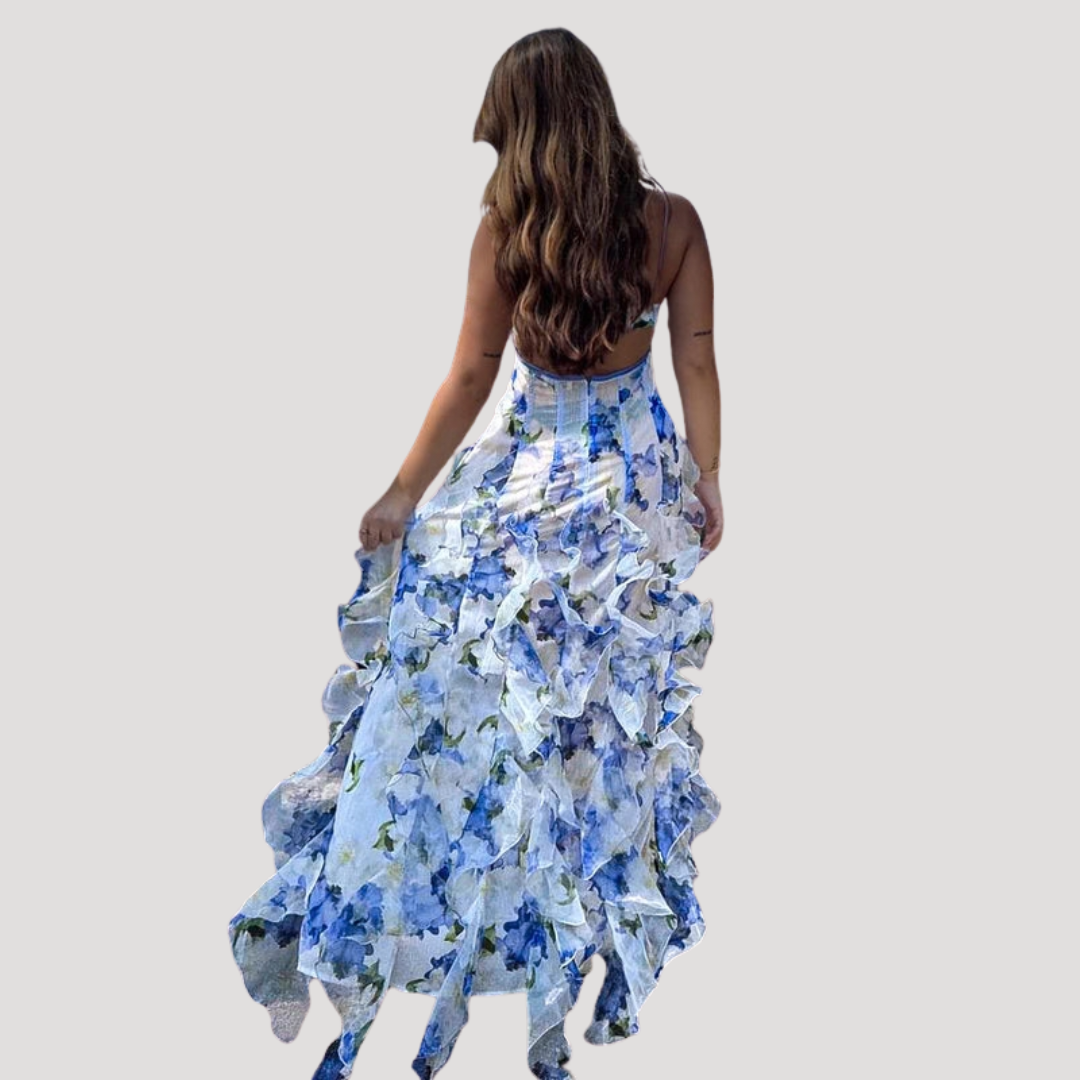 Floral Maxi Summer Dress with Ruffle Detail