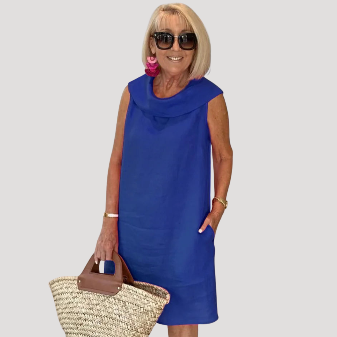 Women’s Flowy Summer Cowl Neck Shift Dress