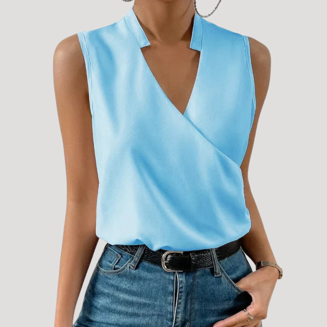 Women's Chic Wrap-Front Sleeveless Blouse