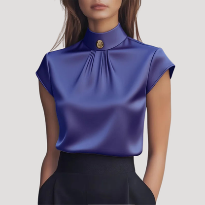 Women’s Elegant High Neck Pleated Blouse