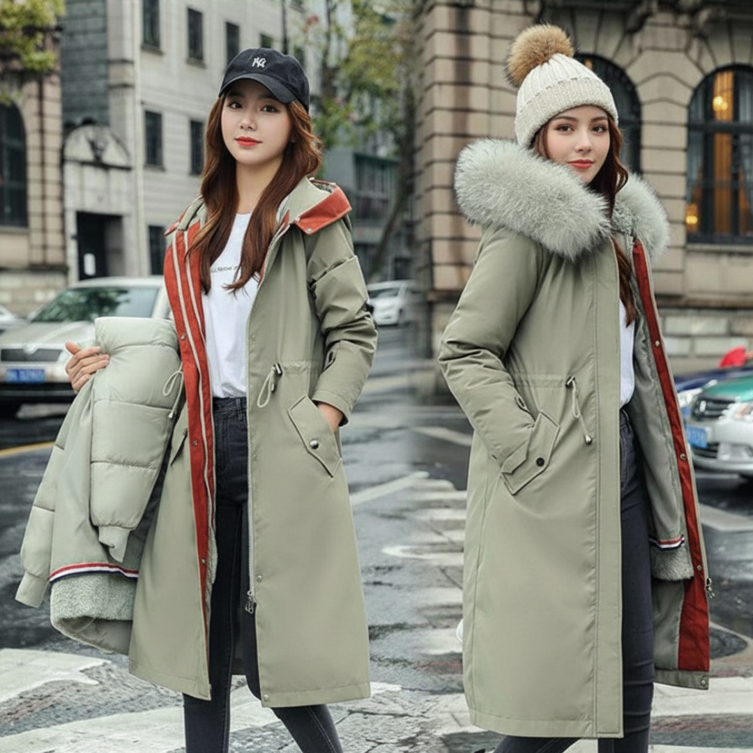 Fionna – Women's Winter Jacket with Hood and Soft Faux Fur Collar