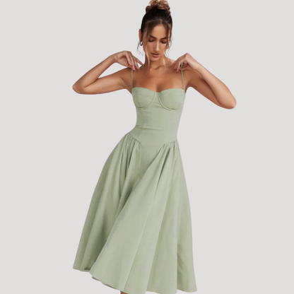 Corset Bodice Midi Dress for Holidays
