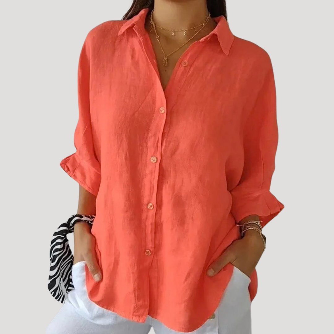 Women’s Button Down Shirt – Lightweight Long Sleeve Summer Top