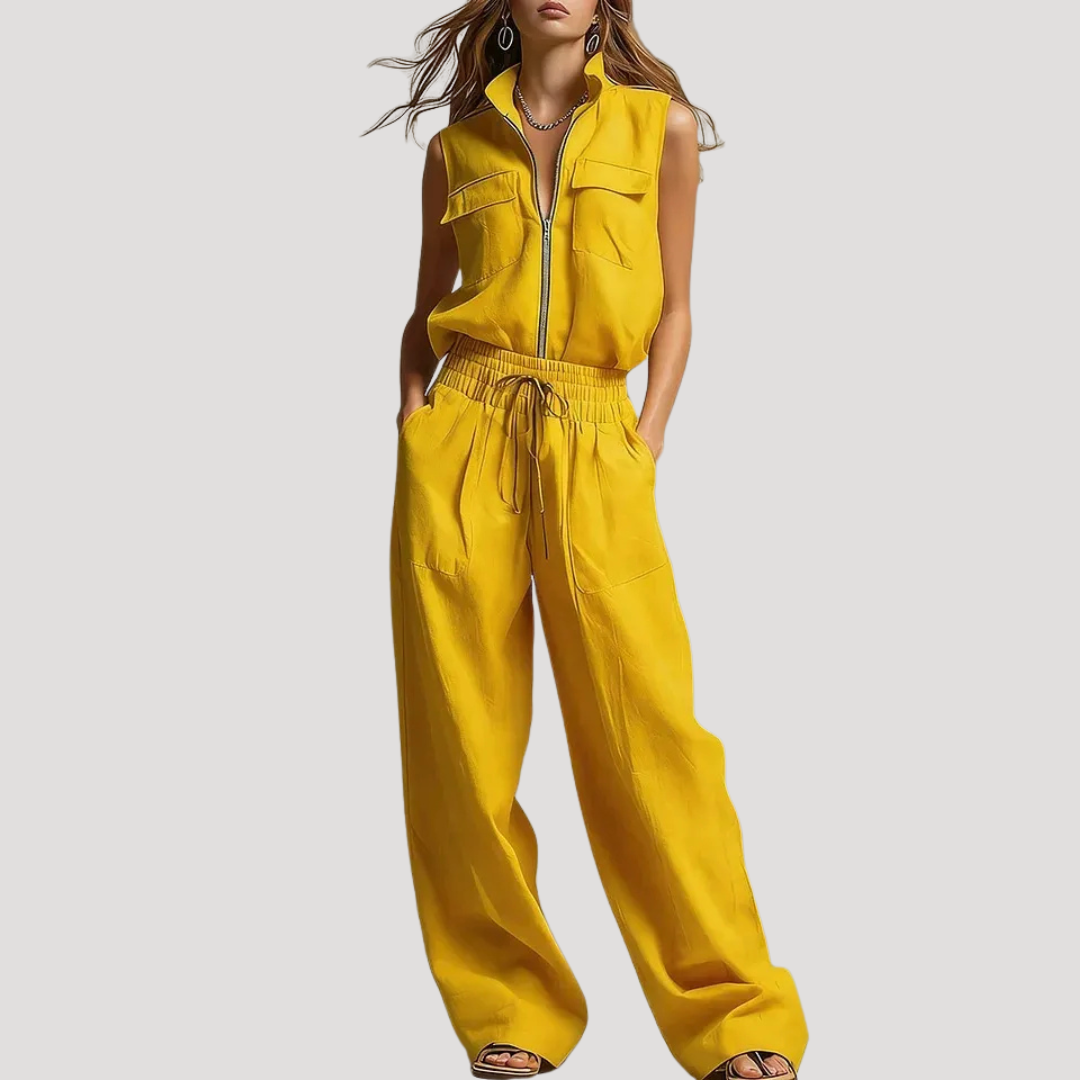 Women’s Summer Comfort Zip Front Co Ord Trouser Set
