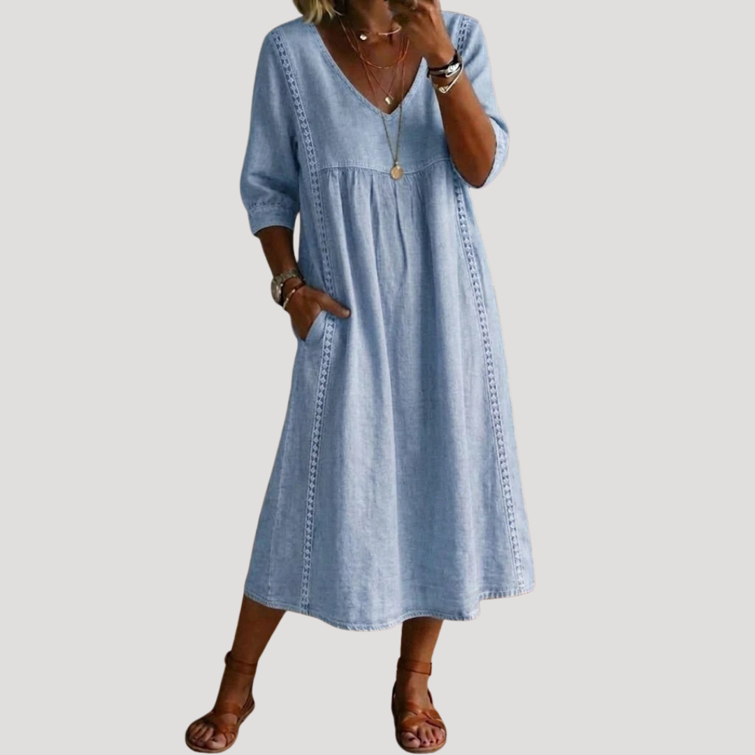 Women’s Flowy Casual Midi Denim Dress