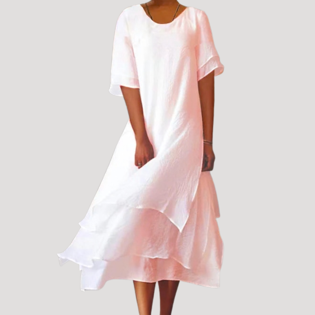 Layered Hem Relaxed Midi Dress