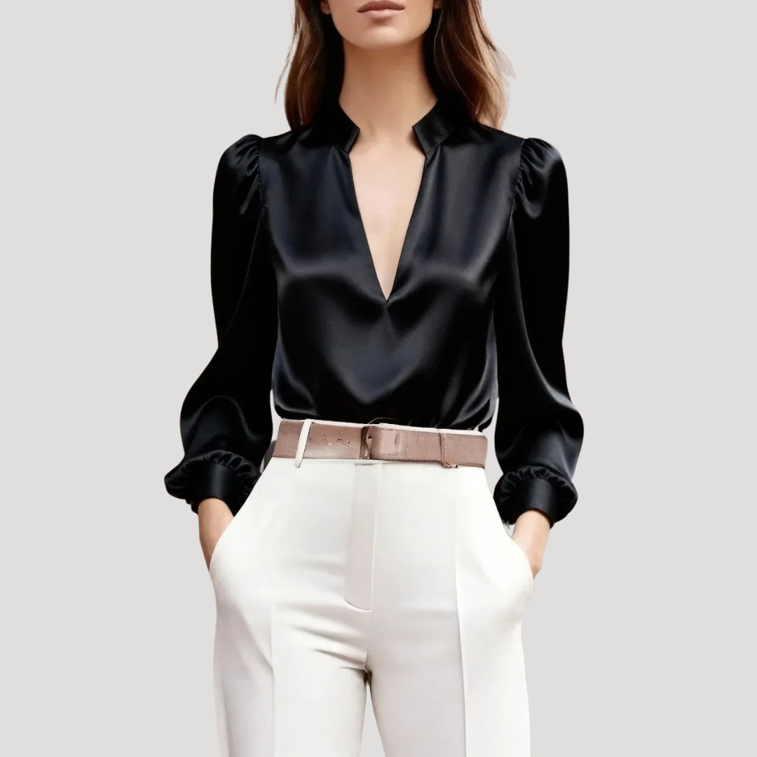 Women’s Long Sleeve Elegant V Neck Blouse