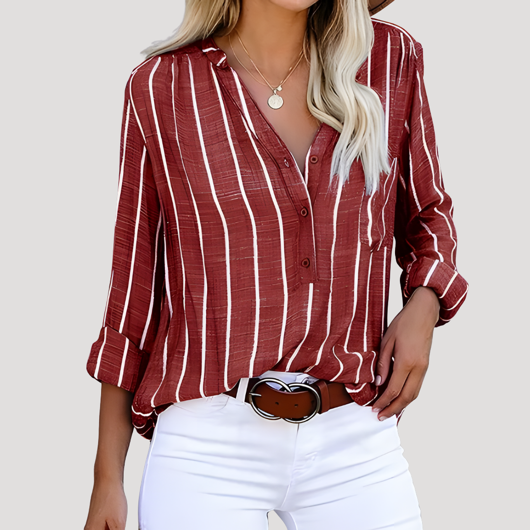 Women's Chic Striped Everyday Button Blouse