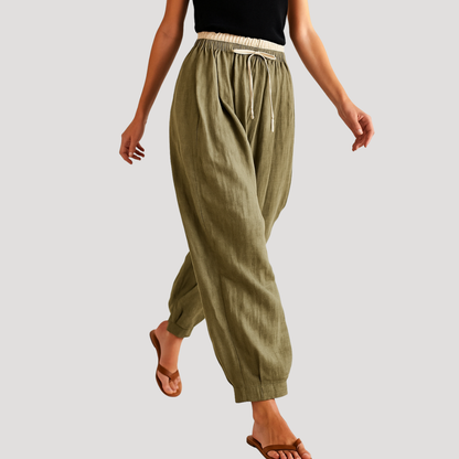 Women’s Linen Wide Leg Drawstring Trousers