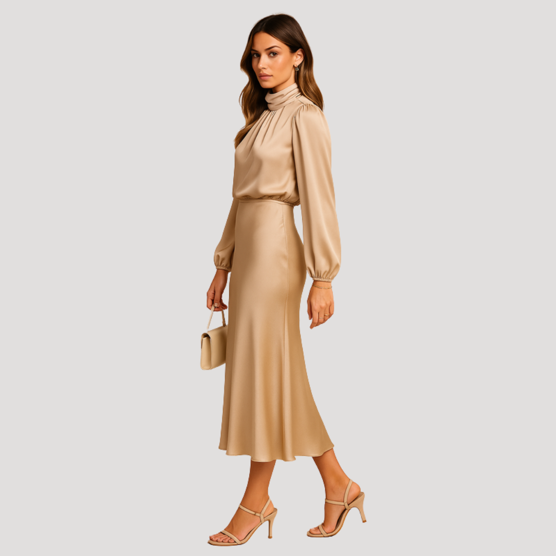 Women’s Elegant Occasion Long Sleeve Midi Dress