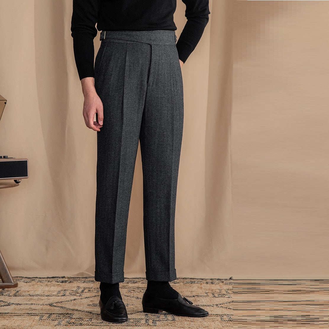 Gurkha Pleated Trousers in Modena Wool Blend
