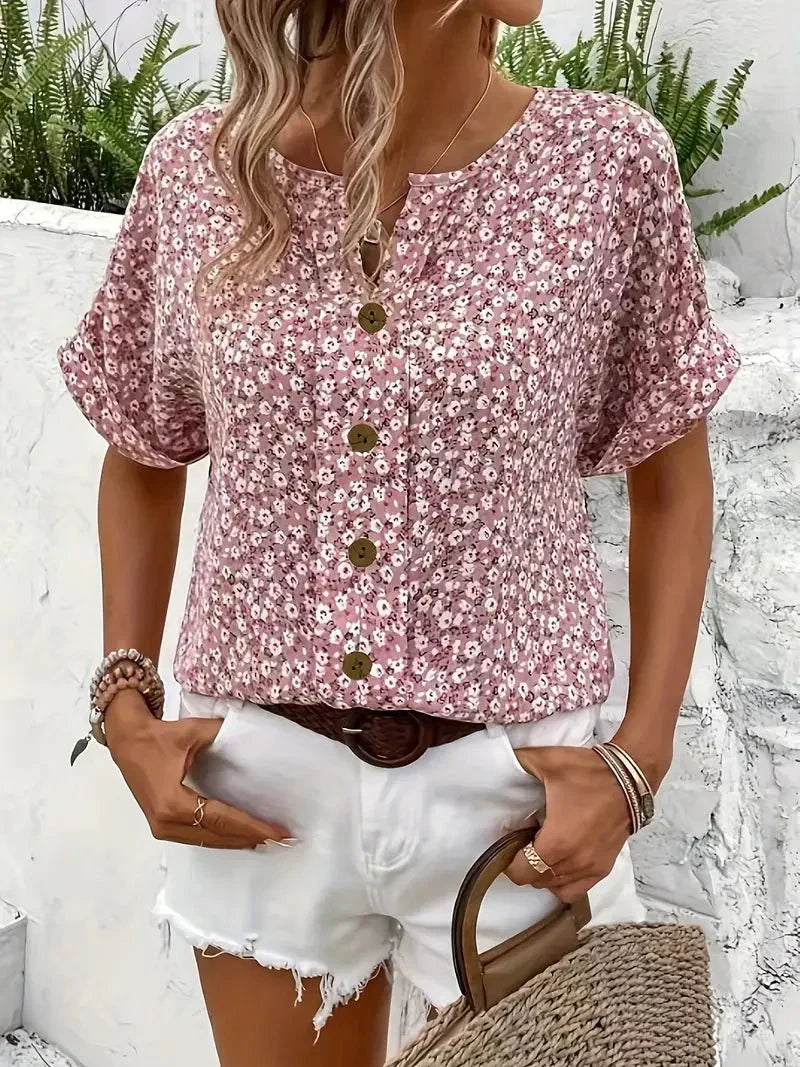 Wolena | Blouse with Wildflower Neckline