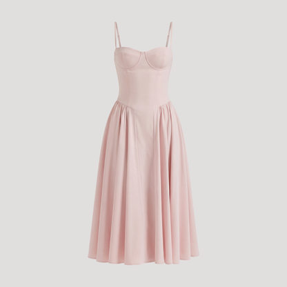 Floral Corset Midi Dress – Fitted Summer Party Dress