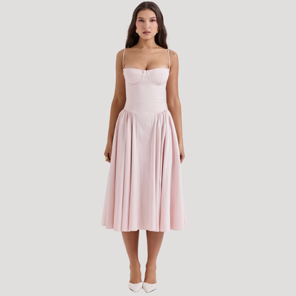 Corset Bodice Midi Dress for Holidays