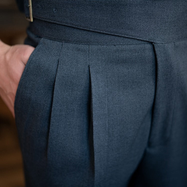 Gurkha Pleated Straight Trousers Cipressa