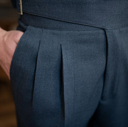 Gurkha Pleated Straight Trousers Cipressa