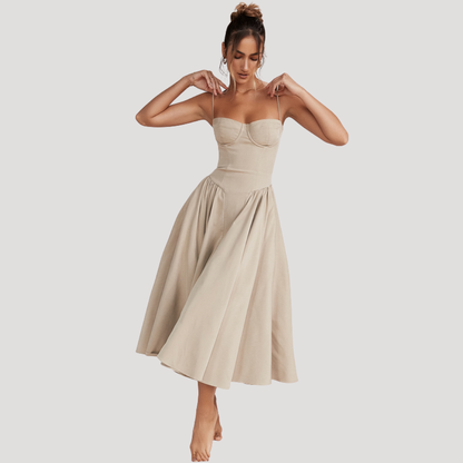 Corset Bodice Midi Dress for Holidays