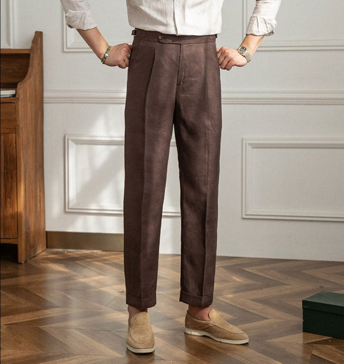 Pleated Linen Trousers Monte Carlo