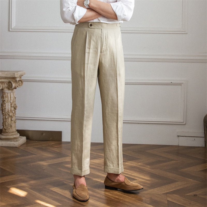 Pleated Linen Trousers Monte Carlo