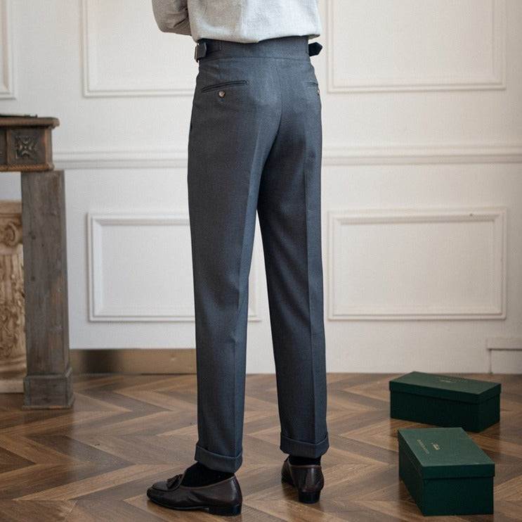 Gurkha Pleated Straight Trousers Cipressa
