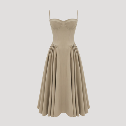 Floral Corset Midi Dress – Fitted Summer Party Dress