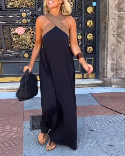 Liese™ | Contrast Cross-Back Dress
