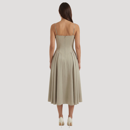 Floral Corset Midi Dress – Fitted Summer Party Dress