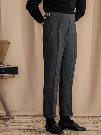 Gurkha Pleated Trousers in Modena Wool Blend