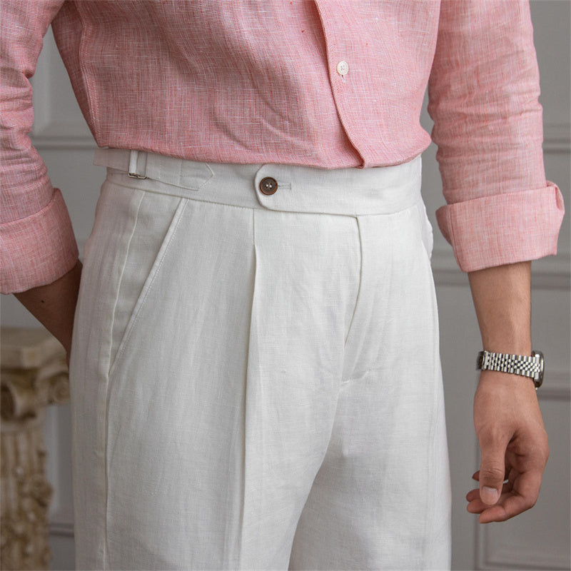 Pleated Linen Trousers Monte Carlo