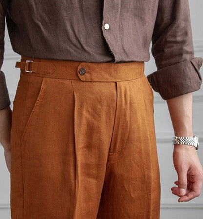 Pleated Linen Trousers Monte Carlo