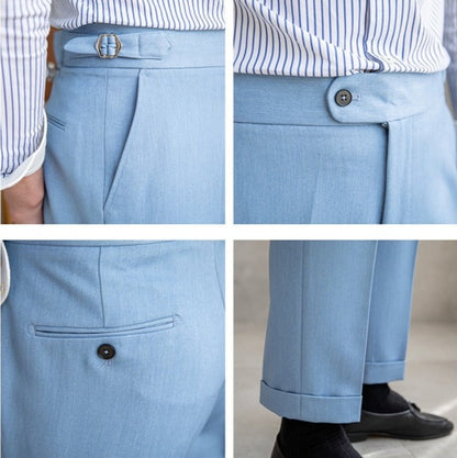 Elastic Pleated Straight Leg Trousers Dolce