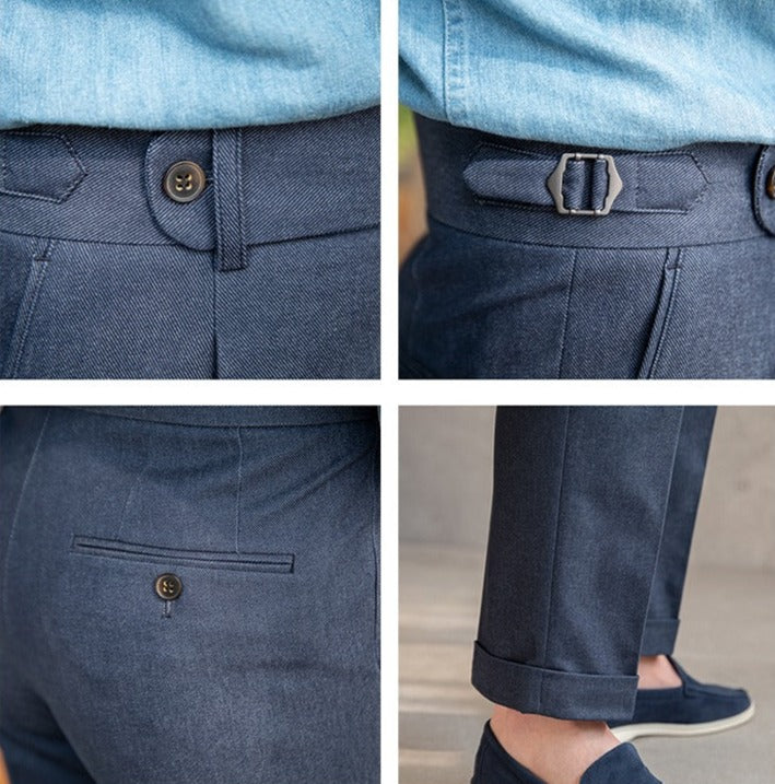 Straight Cotton Canvas Trousers Riviera