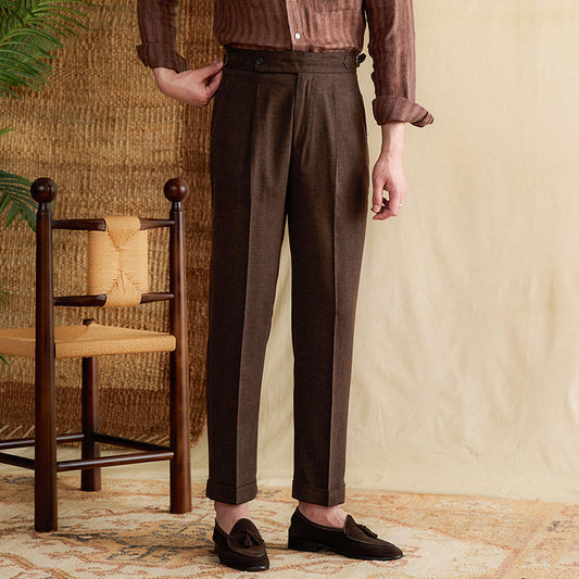 Straight Pleated Linen Blend Trousers Antibes